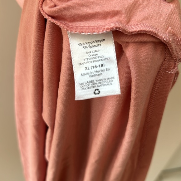 Time and Tru Light Pink Side Slit V-Neck Dress Size XL 16-18 - Picture 9 of 12